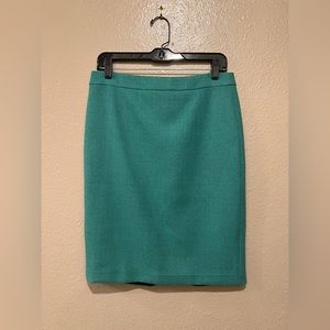 Viridian green J. Crew No. 2 wool pencil skirt